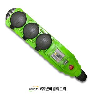일자방우형 콘센트 3구 녹색 BY52-1