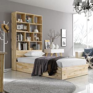 삼나무 원목 책장형침대 슈퍼싱글 높은 책장으로 많은책수납 책장형 헤드로 협탁기능까지...