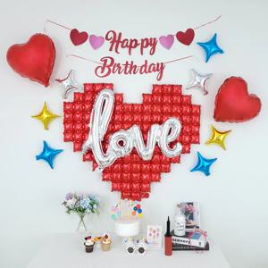 블링 레드 펄 빅하트 생일파티세트