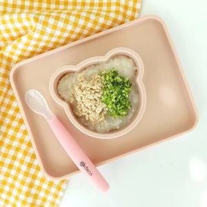 아이주도식사를 위한 국내산 실리콘 안녕베어 이유식 플레이트