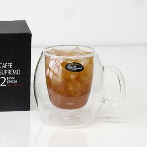 1+1 홈카페 유리컵 유리잔 수프리모 이중커피잔 300ml