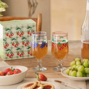 고블렛 잔 2개 세트 - 01 Fruits stitch
