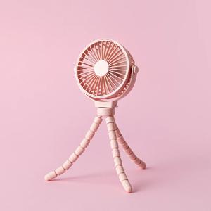 안전하고 고정이 잘되는 휴대용 무선 유모차 선풍기 핑크