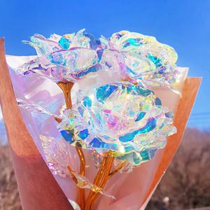 LED 홀로그램 크리스탈 장미 꽃 썬캐쳐 기념일 선물 촬영 인테리어 소품
