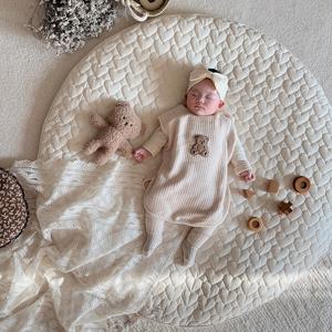 하트누빔 아기 원형러그 놀이매트 논슬립 아이 신생아
