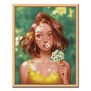 DIY 보석십자수 액자형 인물&동물 43x54cm D479_들꽃 소녀