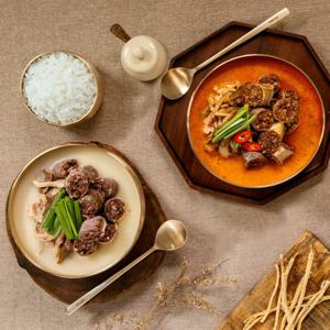 국내산 고기 순대 황기사골 얼큰순대국 600g 2팩+기본 순대국 600g 2팩