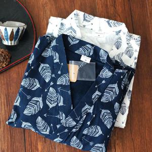 잎사귀 간절기 여름 홈 린넨 가운 로브 잠옷 홈웨어 (2 색상)