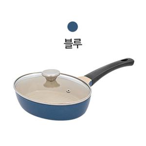 국산 가스 인덕션 겸용 바프 IH 프라이팬 타원 그릴팬 24cm  블루색
