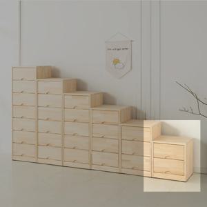 편백 원목 틈새 수납장 공간 박스 미니 서랍장 2단