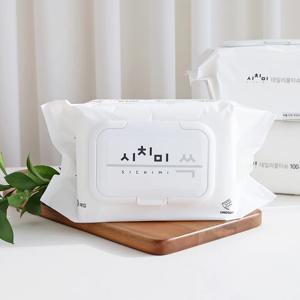 시치미 쓱 데일리 엠보싱 물티슈 대용량 캡형 100매 10팩 EWG 올그린 저자극 레이온