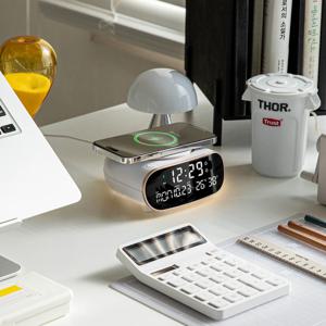 스페이스쉽 15W 고속 무선충전 무드등 LED 디지털 인테리어 탁상시계 OTD-1005