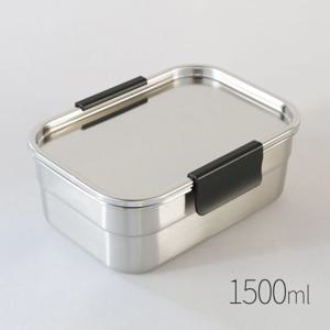 포스코304 올 스텐 밀폐용기 국산 사각 반찬통 냉동 보관 5호 1500ml