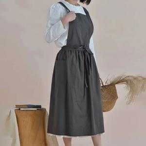 주름 앞치마 롱 원피스 보육교사 주방 공방 카페 포켓 어린이집 앞치마