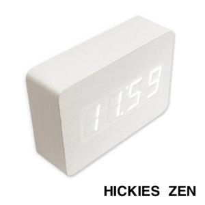 히키스 소리반응 우드블럭 백색 LED 알람시계 ZEN