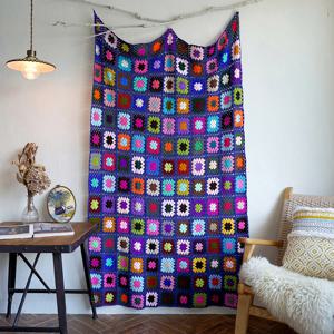 네이비 모티브 손뜨개 코바늘 소파커버/러그/블랭킷