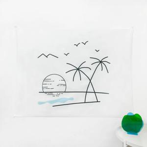 BEACH 패브릭 포스터 3size 해변 야자수 라인 심플 가림막 커튼 가리개