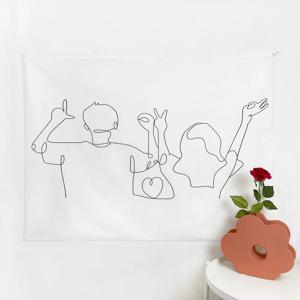 Happy Time 패브릭 포스터 3size 커플 라인 심플 가림막 커튼 가리개