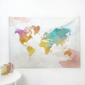 세계지도 III 패브릭 포스터 3size 대륙 수채화풍 가림막 커튼 가리개