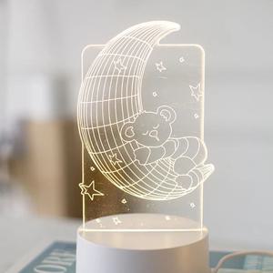 LED 일러스트 아크릴 무드등 달 곰돌이