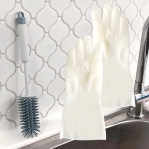 화이트 니트릴고무장갑 2P 1개+실리콘 세척솔 1개