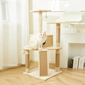 GP 5단 플랫폼 숨숨집 고양이 중형 캣타워 130cm 베이지