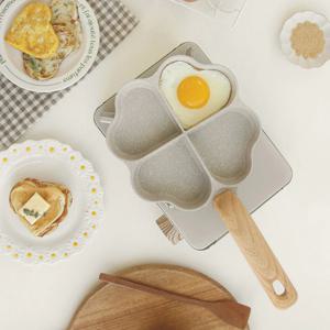 베이지 하트 에그팬 4구 (인덕션 가능) 계란 후라이팬 프라이팬 신혼 집들이 선물