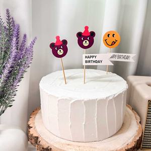 케이크 곰돌이 미니 토퍼 노랭이 스마일 데코픽 생일 파티 소품