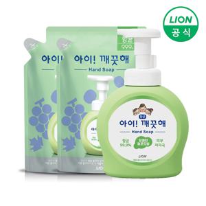 아이깨끗해 핸드워시용기490ml 1개+리필450ml 2개(순/레몬/청포도택1)