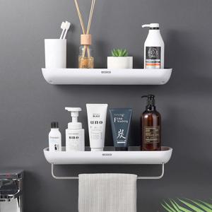 접착식 욕실 다용도 걸이 선반 심플 무타공 화장실 용품 수건걸이 정리대 일자선반