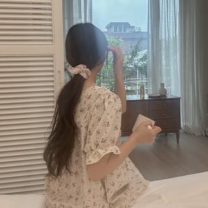 H made 로에드 플라워 반팔 여성 여름 파자마 세트 2typ 투피스