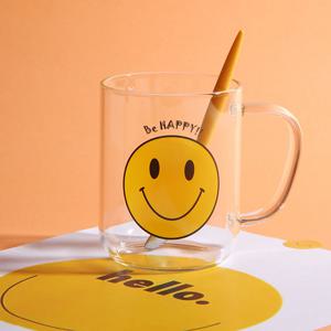 스마일 내열 유리컵 머그컵 커피잔 우유잔 쥬스컵 430ml
