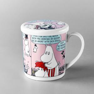 무민 카툰 뚜껑 머그컵 핑크300ml 사무실컵