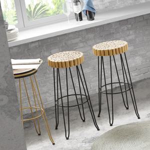 [리퍼] 핸드메이드 에버트 티크목 디자인 바스툴 (650/730) 2colors