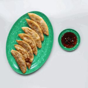 옛날 플라스틱 레트로 멜라민 떡볶이 쑥색 분식점 타원접시 12in(310x223mm)1p