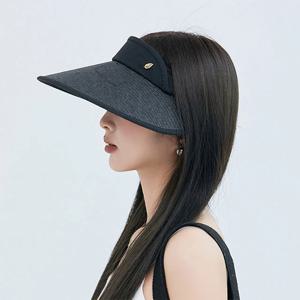 UV 차단 라탄 와이드 챙 썬캡 모자