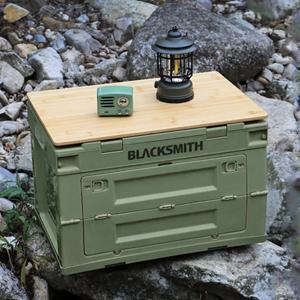 블랙스미스 폴딩박스 50리터 나무 상판SET 오픈형 캠핑 수납 접이식 상자 수납함 정리함