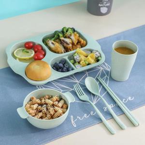 [해외] 1+1 심플 다이어트 식판 (식판+그릇+컵+식기) 어른 아이 캠핑식기세트 4col