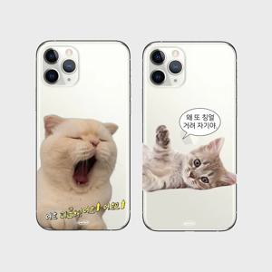 MADE 병맛 고양이 실사 투명 젤리 아이폰케이스