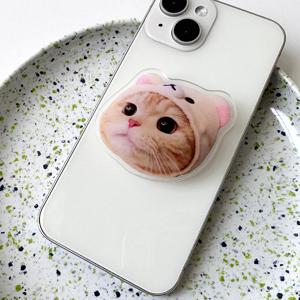 MADE 곰돌이 모자 쓴 고양이 실사 큐티 아크릴 스마트톡
