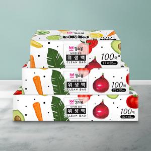 주방비닐 투명 비닐봉투 위생백 (100매)