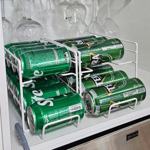 냉장고수납 녹방지PE코팅 맥주캔정리랙 (아이보리화이트 대/소)
