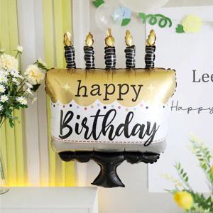 세련된 컬러의 파티풍선 생일파티 회갑 칠순 블랙 골드 케이크 풍선