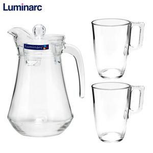 가정용 카페 유리물병 물통 저그 1300ml 1개+머그 320ml 2P