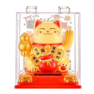 손흔드는 복고양이 마네키네코 노호혼 태양열 인형 블럭 - 9.5cm