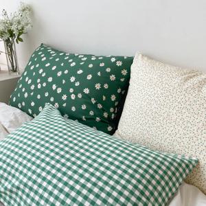 체크 그린엣지 베개커버 5070 4060 순면 미드센츄리모던 믹스매치