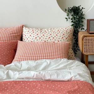 오렌지체크 코랄엣지 베개커버 5070 4060 순면 미드센츄리모던 믹스매치