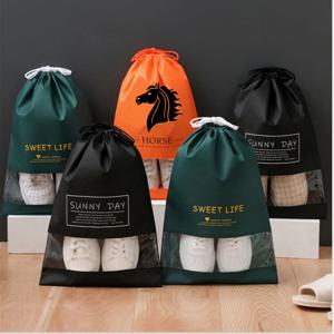 다용도 신발주머니 정리 가방 여행용 파우치 투명창 부직포 43x32cm 1P