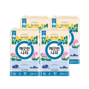 순수소프티 250매 3입x4팩 미용티슈 각티슈