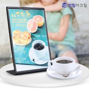 L자 화이트 검정 아크릴 테이블 꽂이 예약 안내 쇼케이스